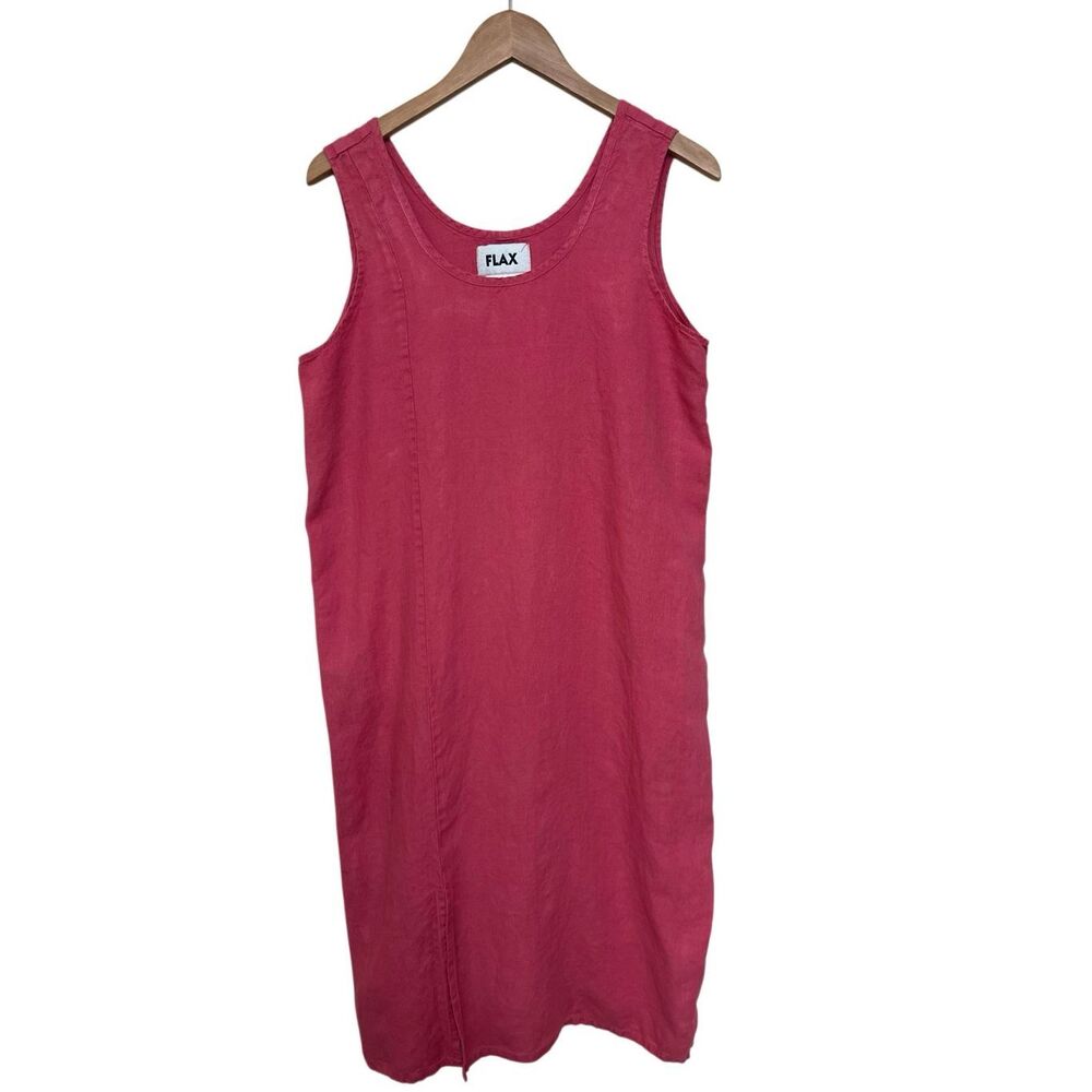 FLAX brand pink 100% linen sleeveless tank dress Size M